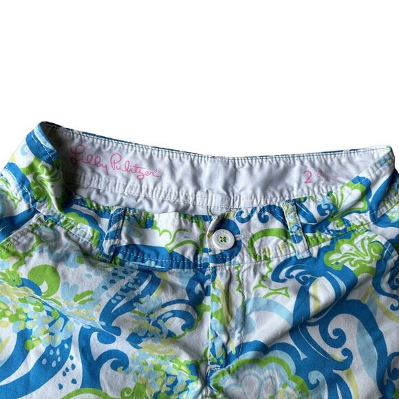 Lilly Pulitzer Resort White Crystal Coast Blue Mini Callahan Shorts 2 Preppy - Picture 8 of 8